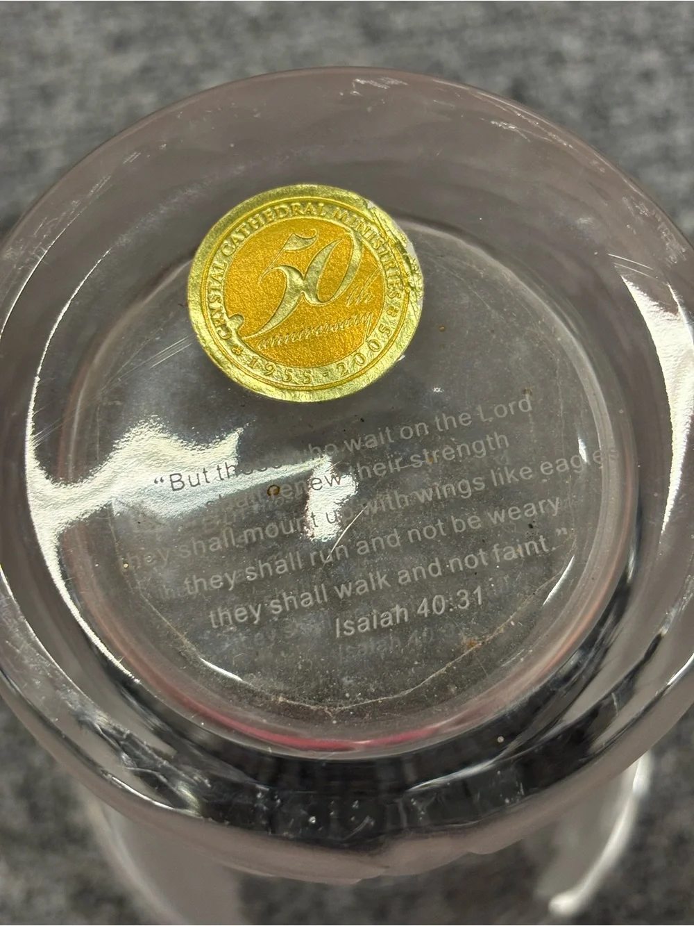 Crystal Ministries 50th Anniversary Frosted Vase with Eagle